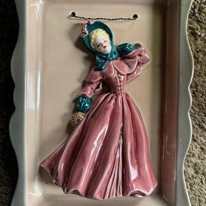 Vintage Florence Ceramics Pink Dress Lady Hanging Wall Decor